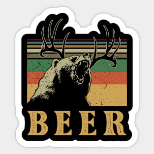 Bear deer beer vinatge Sticker
